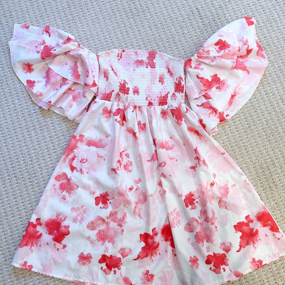 SundayUp boutique light pink watercolor sundress size small! Only worn once!